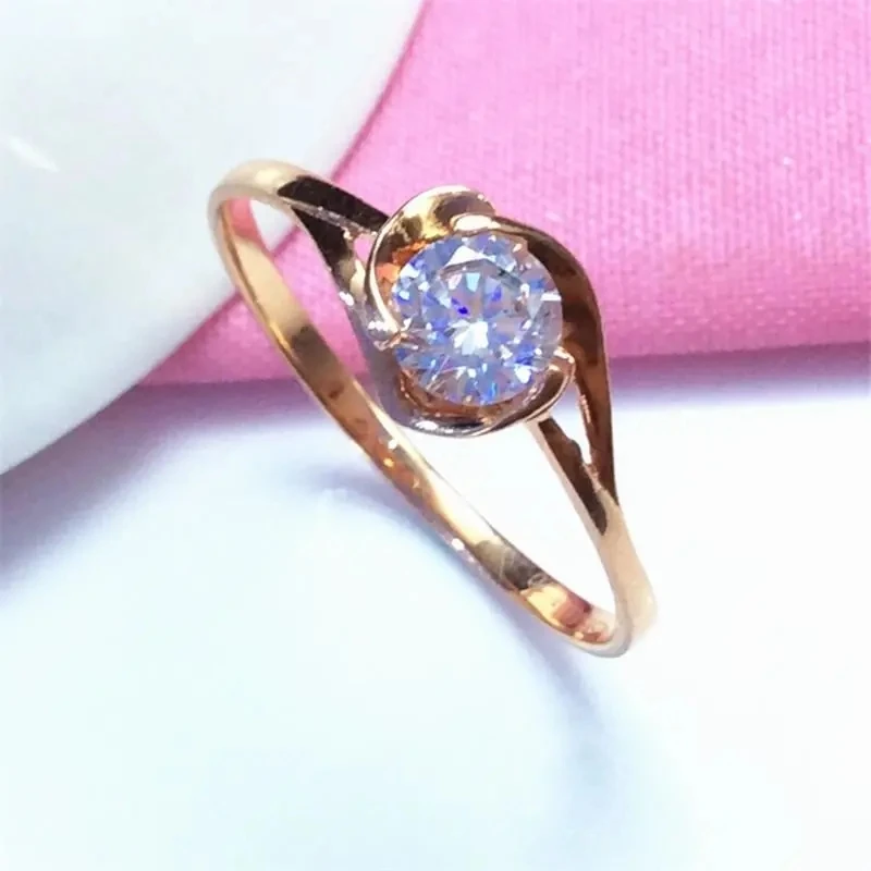 

Женское Обручальное кольцо с инкрустацией из розового золота 585 пробы