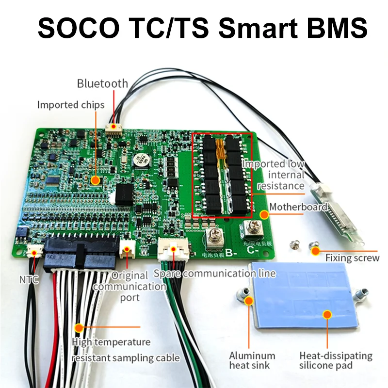 for Super Soco Smart BMS Board Electric Bike Motorcycle Original Battery Accessories Support TS/TC 17S 50A with Bluetooth APP
