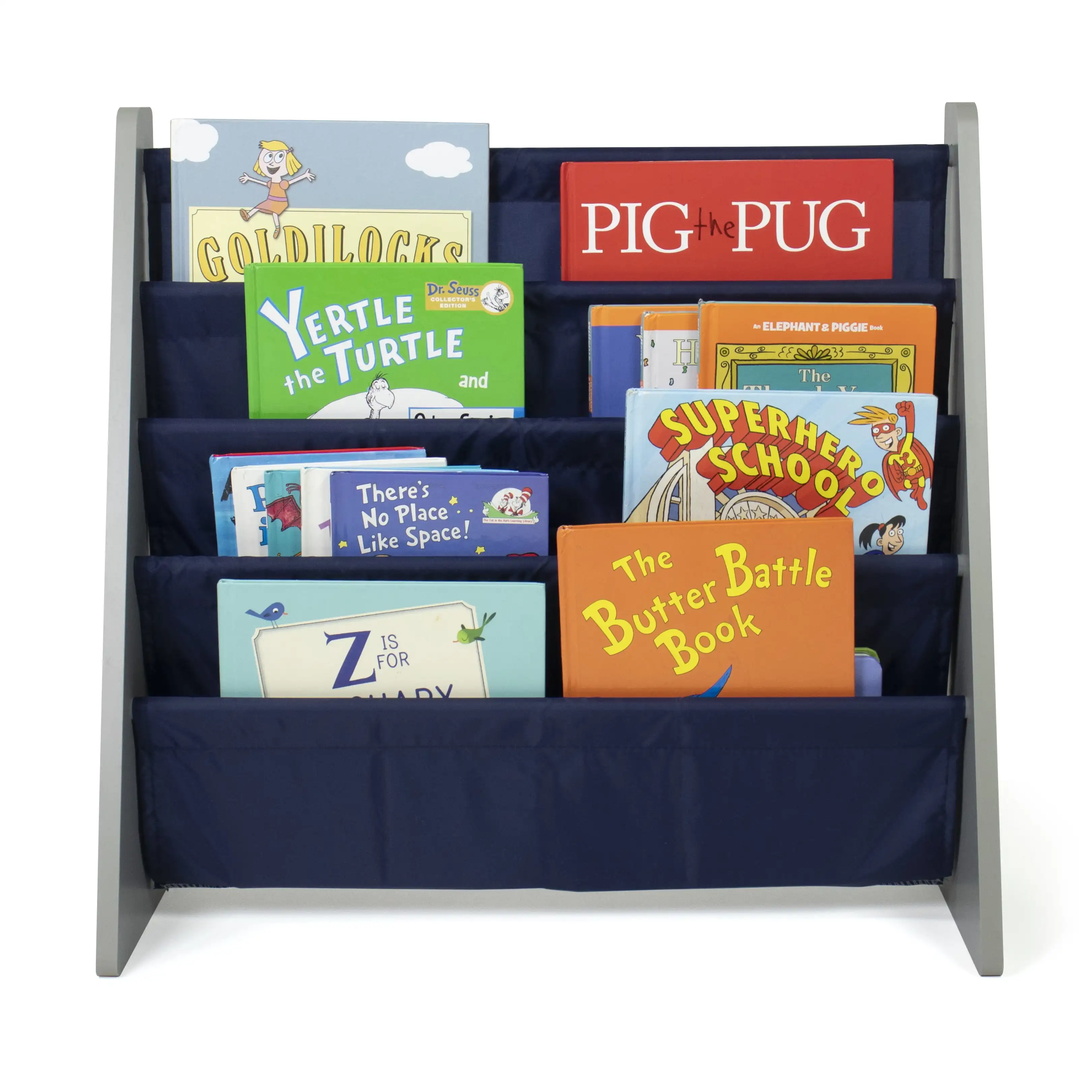 Humble Crew Kids Bookcase with 4 Shelves Book Organizer, Navy