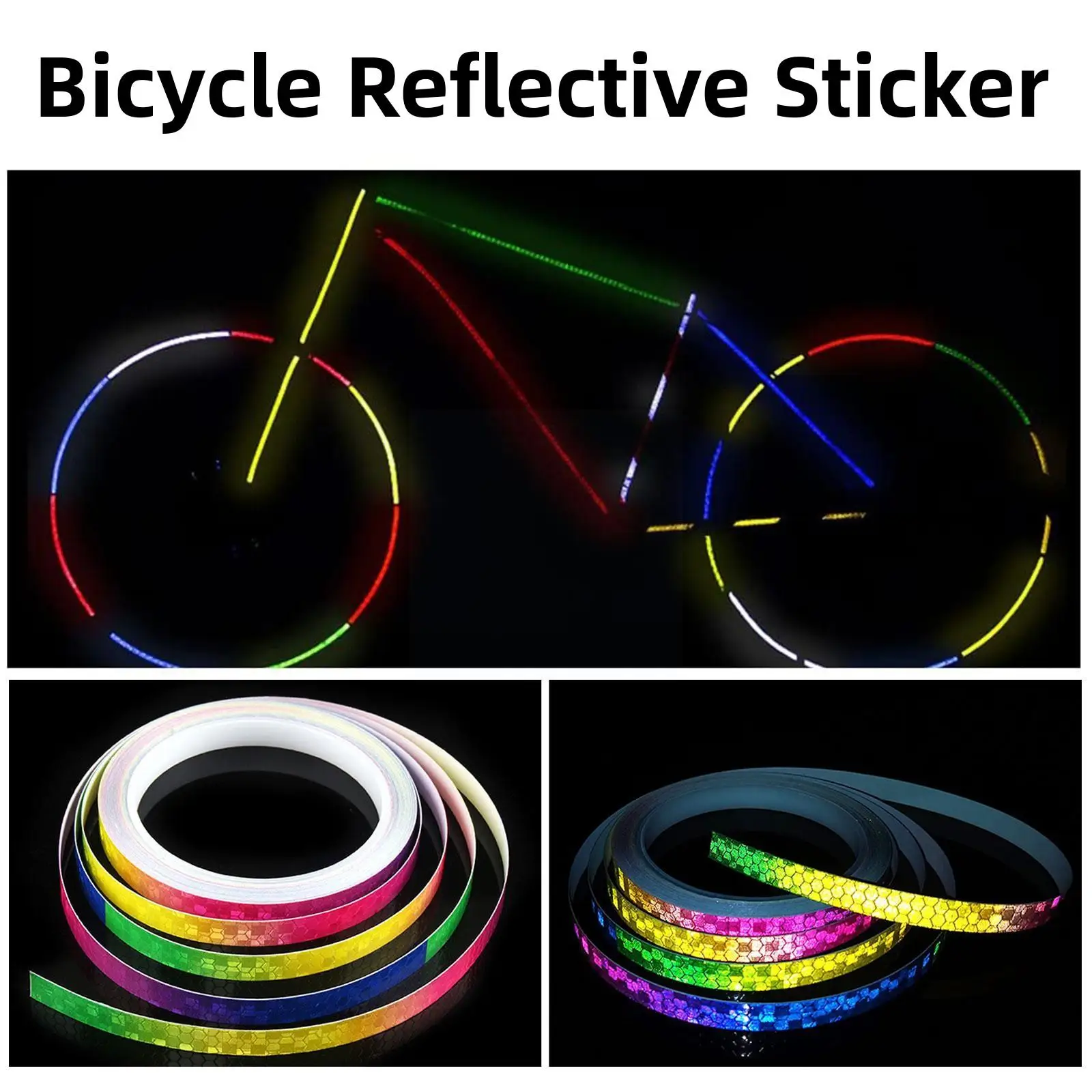 

1cm*8m Bike Reflective Stickers Fluorescent Mtb Bike Bicycle Tapes Safety For Bicycle Helmet Motorcycle Scooter N1p7