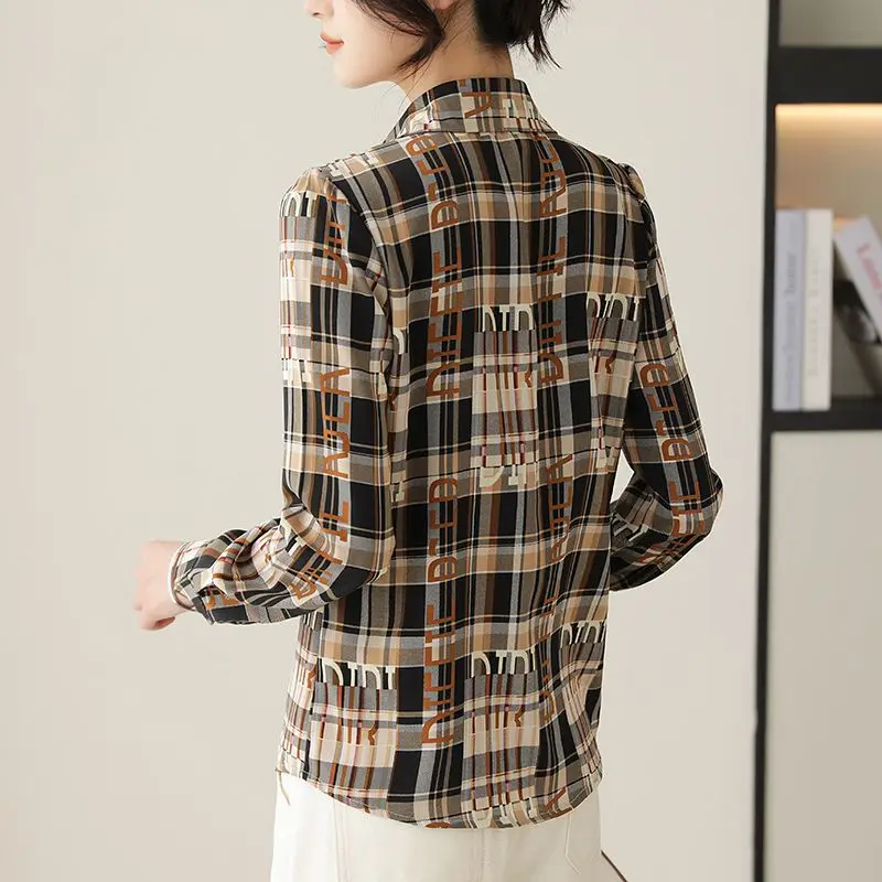 Рубашка Qianniao в клетку Женская с длинным рукавом Новинка весна лето осень 2024
