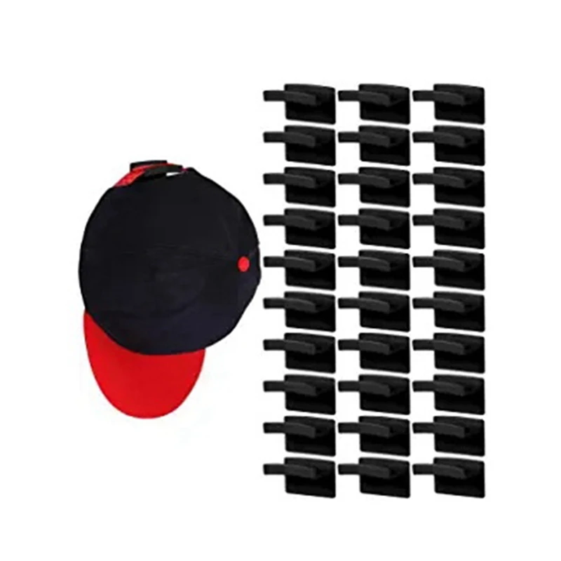 

Adhesive Hat Hooks For Wall (30-Pack) - Minimalist Hat Rack Design, No Drilling, Strong Hold Hat Hangers For Closet