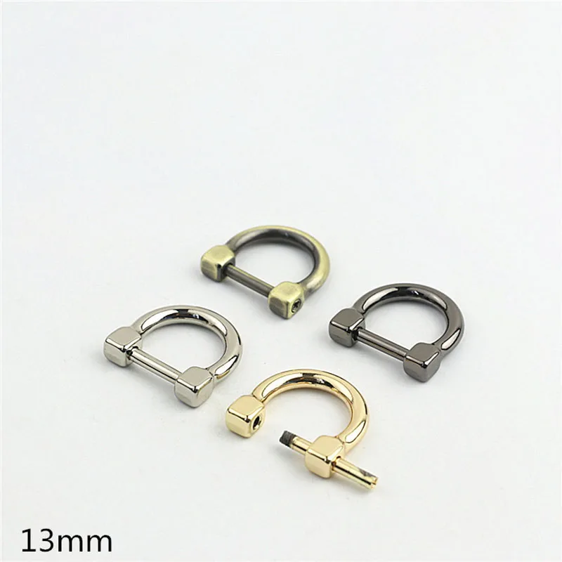 20pcs 13mm Metal Openable D Ring Buckles Detachable Screw Handbag Strap Clasp Hook DIY Bags Leather Hardware Accessories
