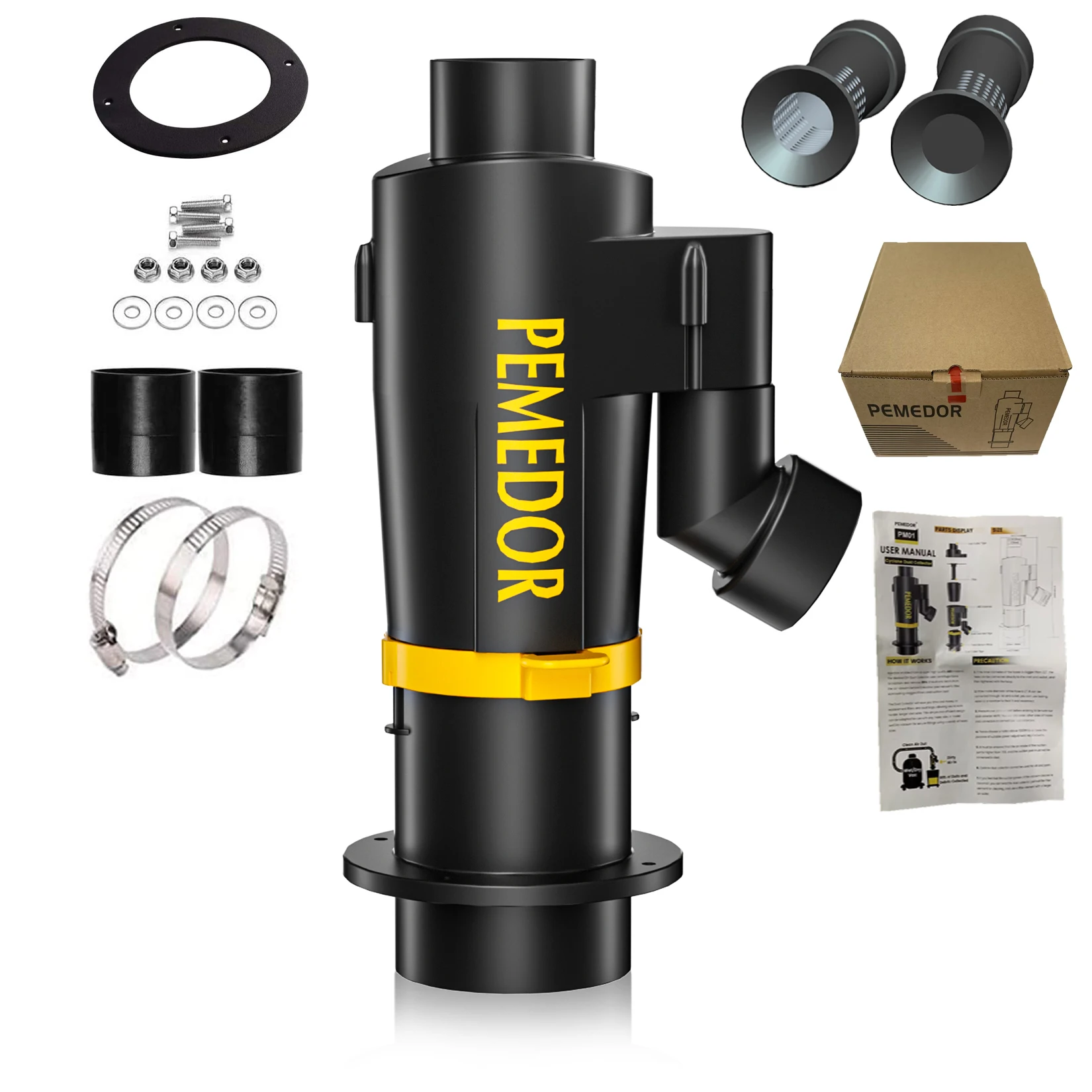 Cyclone Dust Collector  2‘’ 50mm Separator Extractor Separator with 2 Filters Element Vacuum Cleaner for Woodworking Ash