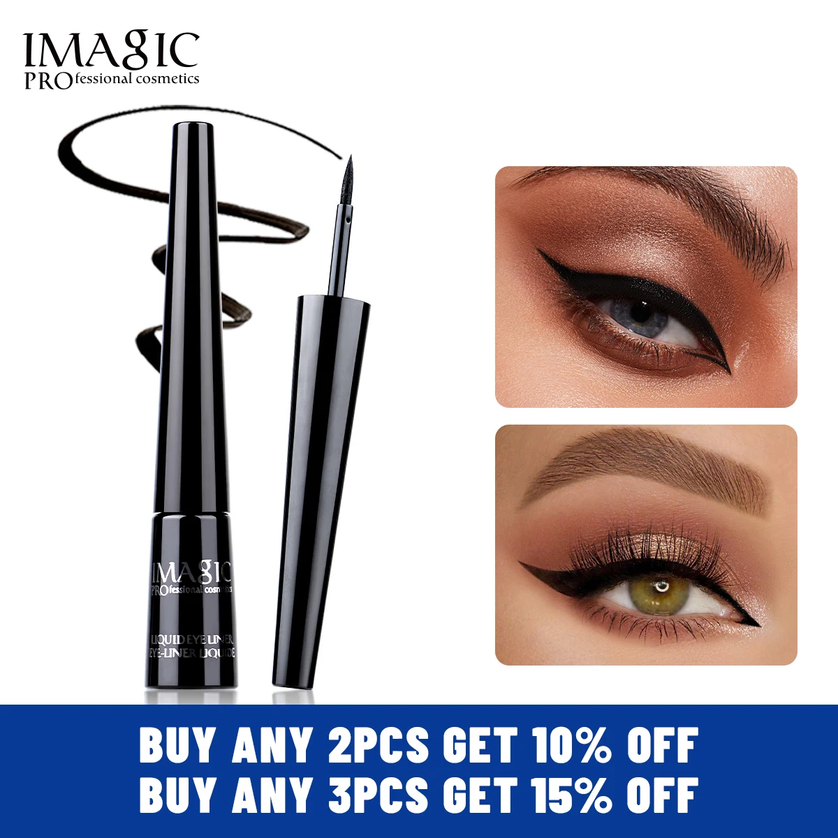 

IMAGIC Black Liquid Eyeliner Pen Fast Dry Soft Matte Waterproof Long Lasting Easy Wear SmudgeProof Makeup For Women Cosmetics