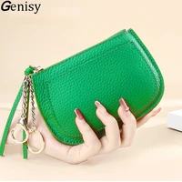 fashion genuine leather coin purse women mini wallets for keys id credit bussiness cards change pocket zipper card holder bag