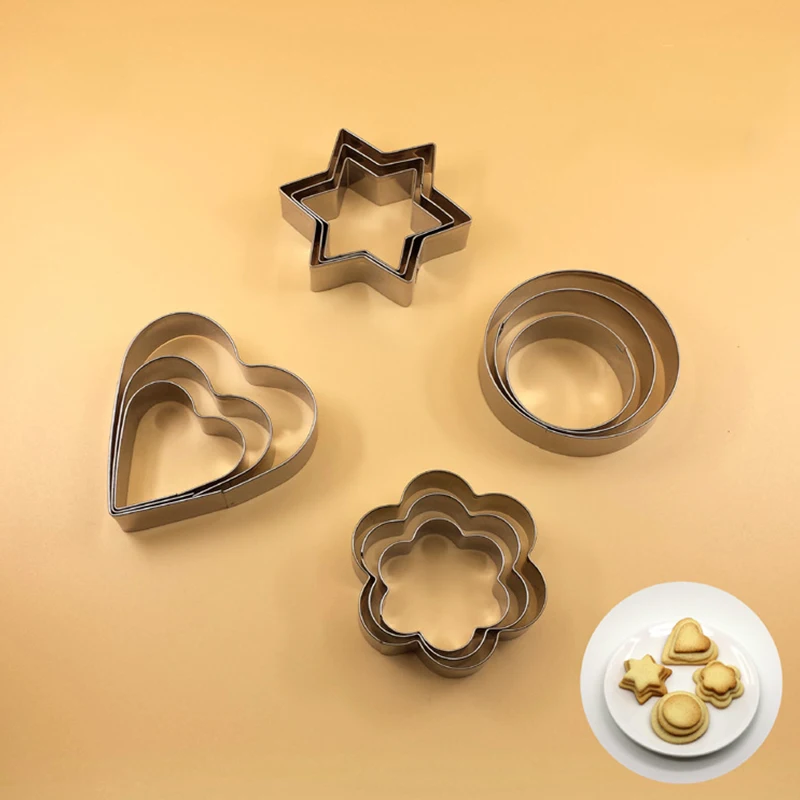 

3Pcs/Set Stainless Steel Biscuit Mold Heart Star Flower Shape Biscuit Cutter Cookie Cake Mold Baking Utensils Kitchen Gadgets