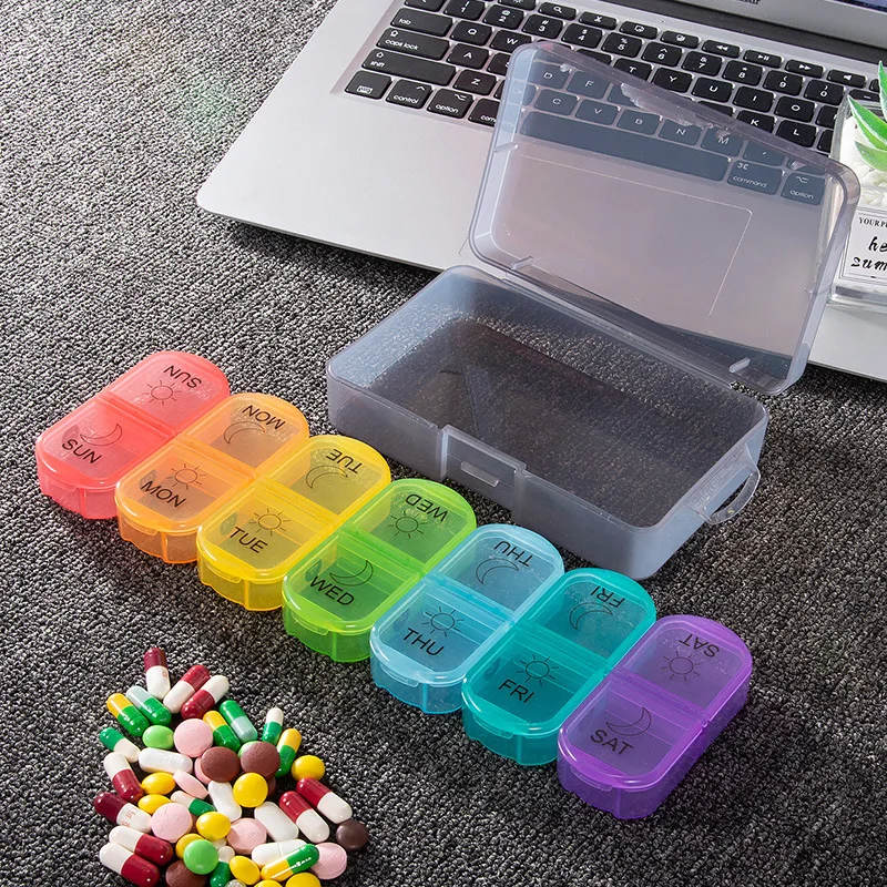 1Pc Weekly Pill Case Pillbox ABS 7 Days Medicine Tablet Box Portable Travel Drugs Storage Organizer BPA Free Pill Box