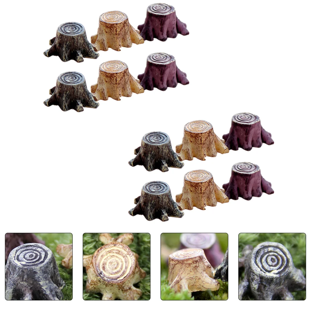 

12 Pcs Garden Chair Terrarium Decorations Resin Tree Stump Miniature Root Ornament Figurine Statue