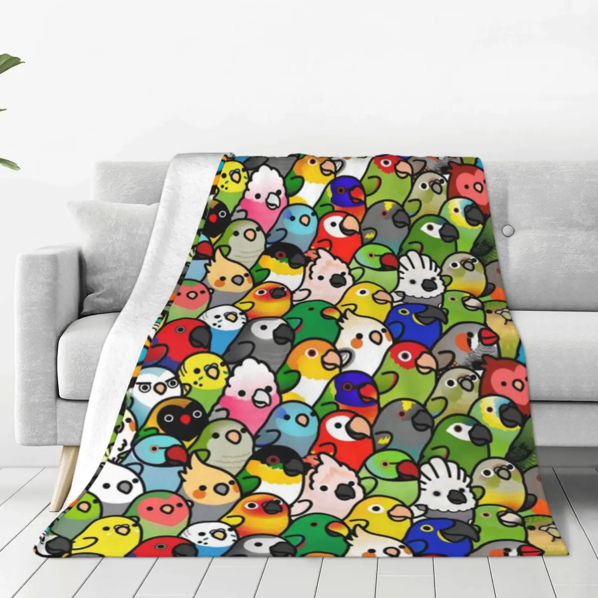 

Birds Everybirdy Pattern Blanket Fleece Textile Decor 3D Printed cute kawaii cartoon Portable Throw Blanket Bed Travel Bedding