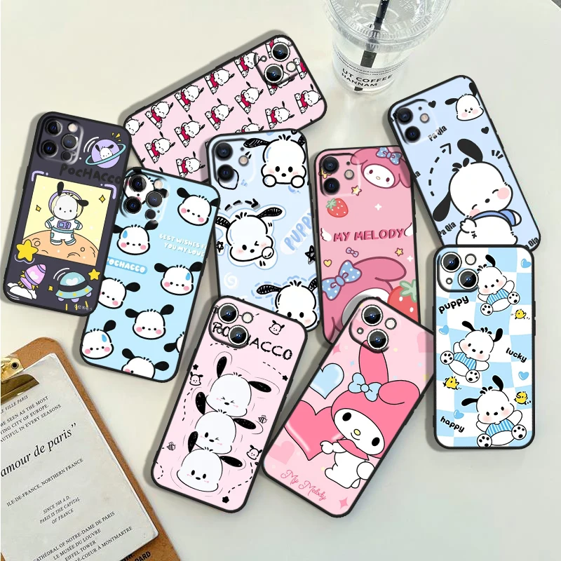 

Anime Pochacco For Apple iPhone 14 13 12 11 Pro Max Mini XS Max X XR 7 8 Plus 5S Silicone Black Phone Case Coque Capa Fundas