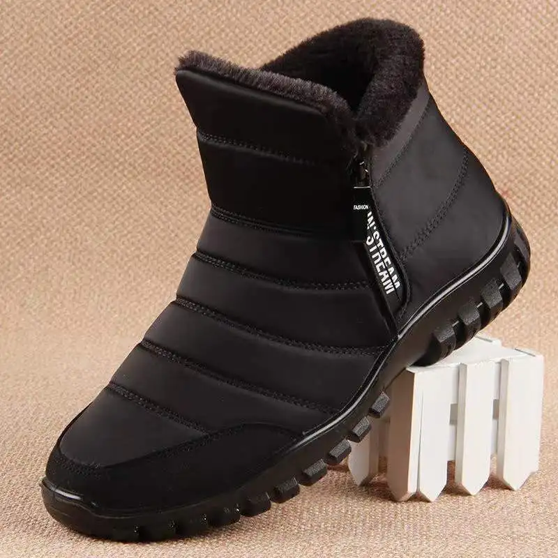 Coslony-Botas de nieve impermeables para hombre, zapatos cálidos con cremallera, botines casuales de invierno, botas de vestir de negocios