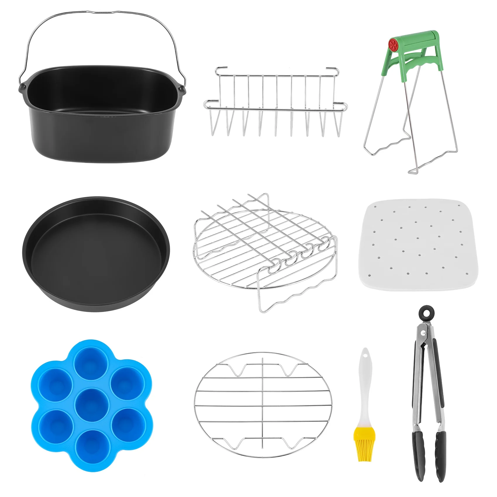 

11 Pieces of Square Air Fryer Accessories, Suitable for Philips Air Fryer, COSORI and Other Square Air Fryer and Oven