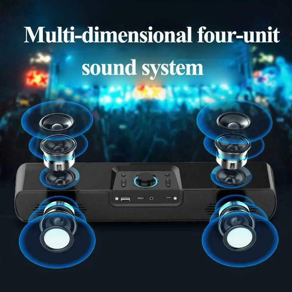 

Bluetooth-совместимая Беспроводная игровая колонка, саундбар, 3D стерео сабвуфер, AUX, FM, домашние часы, домашняя звуковая панель, компьютерный гро...