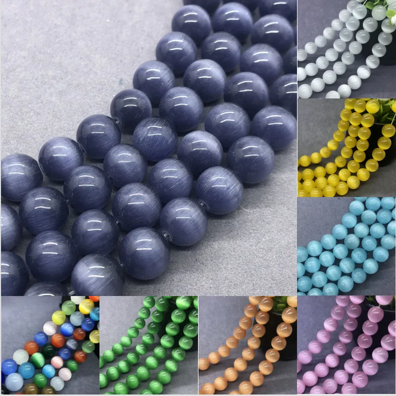 

Natural Round Cat Eye Spacer Loose Beads for Jewelry Making DIY Bracelet