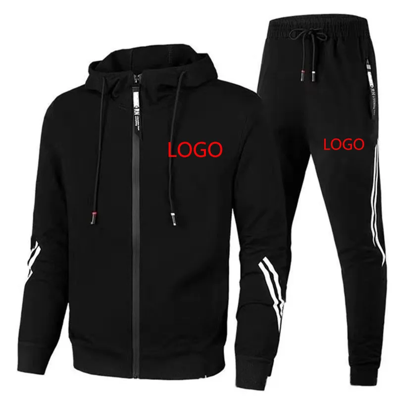 Spring Autumn Men's Striped Tracksuit Suit Zipper Fashion Sweatshirts and Sweatpants Set Male Sportswear Jogging Sportswear Suit