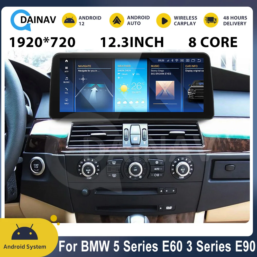 

Автомобильное радио, GPS-навигация, Android 12 CarPlay для BMW 5 серии E60 E61 E63 E64 3 серии E90 E91 E92 CCC CIC 2009-2012