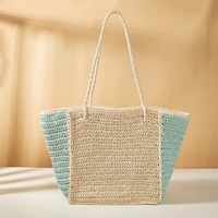 2022 summer leisure trend shoulder woven women bag pastoral straw handbag holiday seaside beach tote bag natural high quality