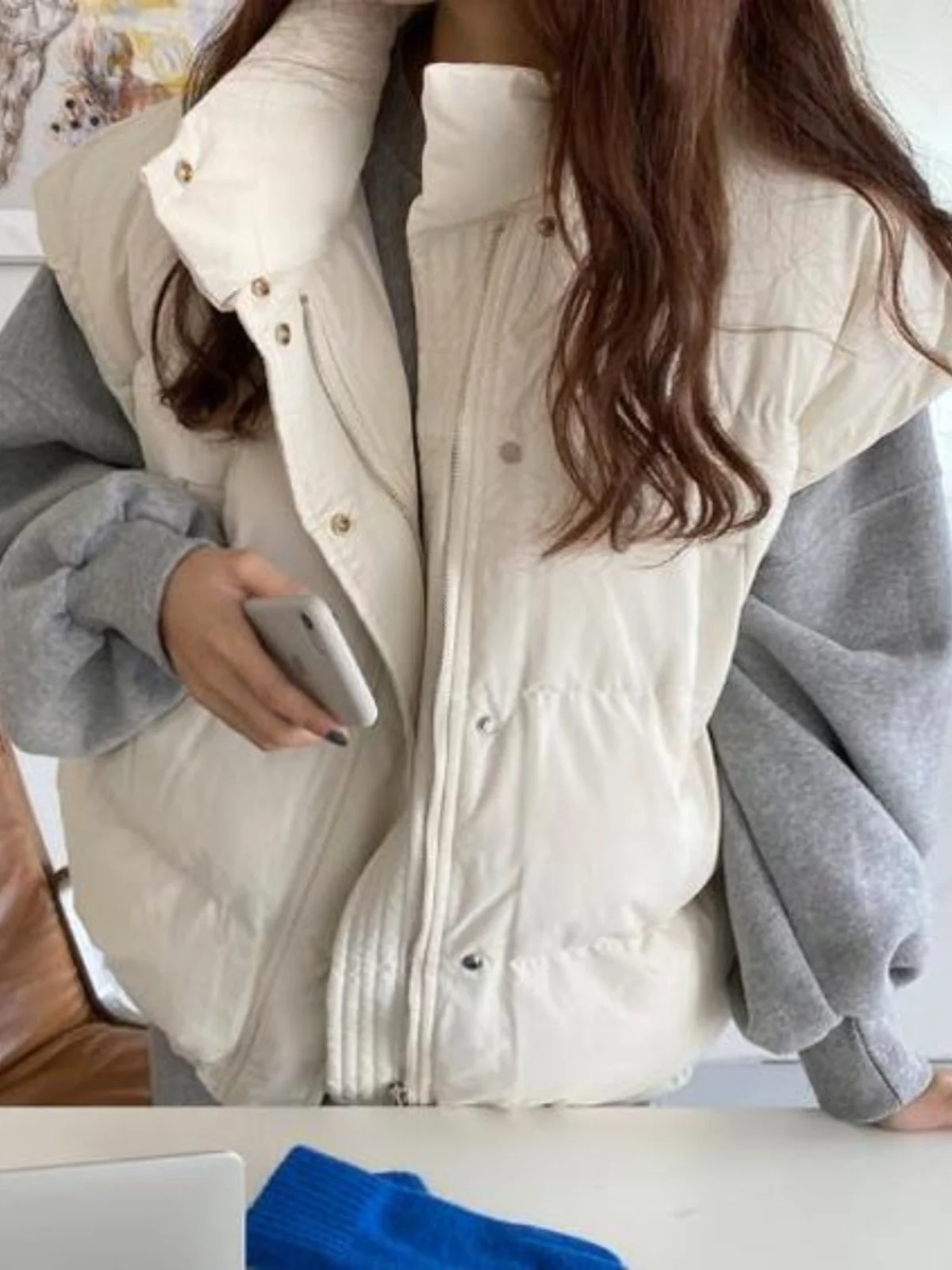 O'moey Южная Корея Dongdaemun 2024 новинка зимы пуховый жилет с хлопковой подкладкой