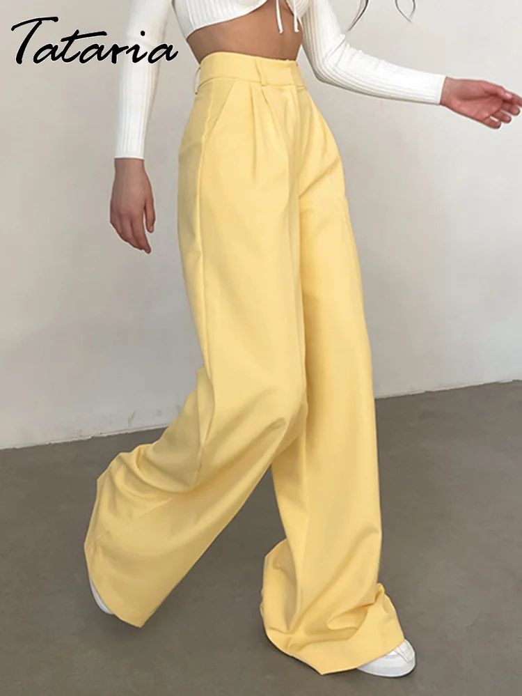 

High Quality Women's Trouser Suit Casual Stacked Slacks Straight Baggy Pants for Women Lengthen Wide Leg Trousers 2023 Party New