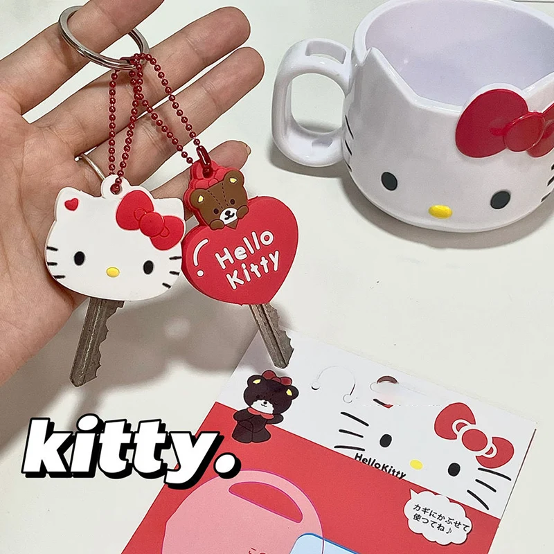 Kawaii Sanriod Accessories Kitty kuromi My Melody Cartoon Silicone Case Backpack Pendant Keychain Anime Toys for Girls Gifts