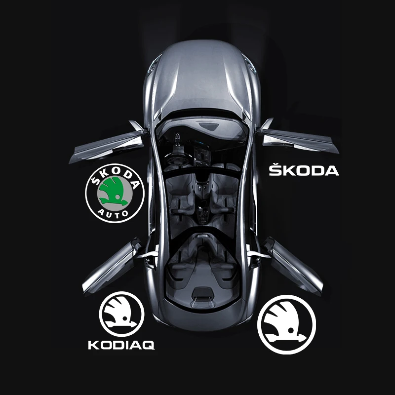 Фото 2 шт. Декоративные проекторы-подсветки логотипа для дверей автомобиля Skoda Superb, Octavia, Fabia, Roomster №2