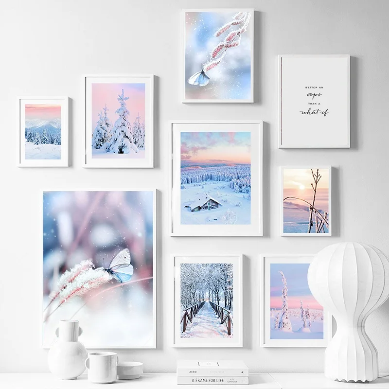 

Скандинавский художественный постер, зимний кедровый лес, тростник, семейное украшение для гостиной, без рамки, фоновая картина