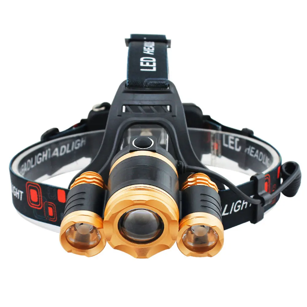 

4 Modes Night Outdoor Fishing Portable Elastic Band Hiking Forehead Camping 10W 3LEDs Headlight Rechargeable Torch Zoomable