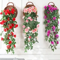 artificial flowers wall hanging roses flower rattan fake plant vine decoration wedding decorative wreath home decor accessories