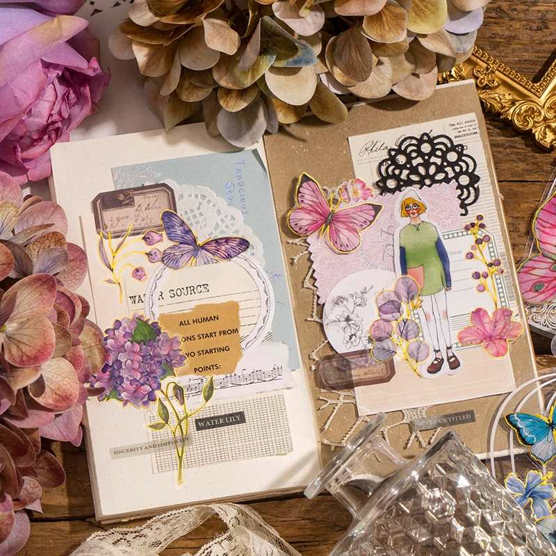 

2 листа наклеек для домашних животных Бабочка литературный цветок Детские маргаритки принадлежности основа цветок Скрапбукинг аккаунт канцелярские принадлежности 175*105 мм