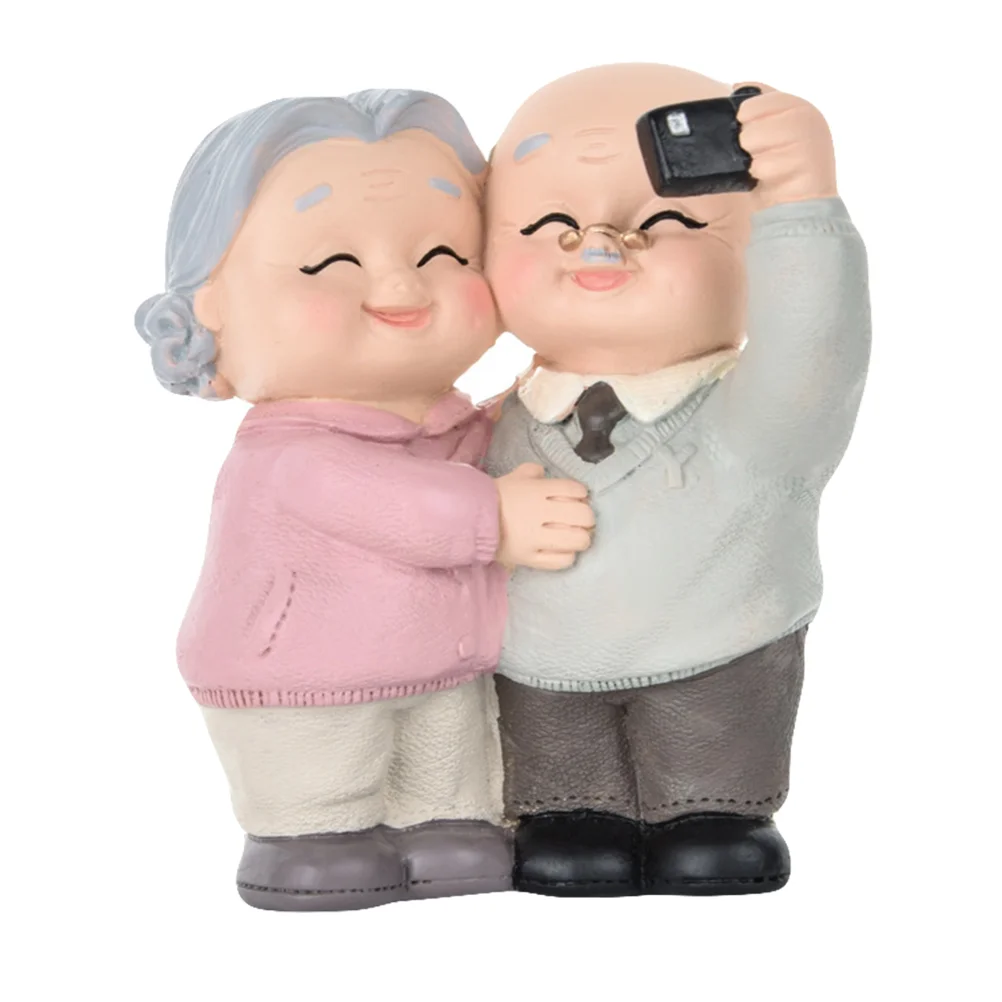 

Old Man Granny Ornaments Valentine's Day Figurine Gift Themed Party Cake Topper
