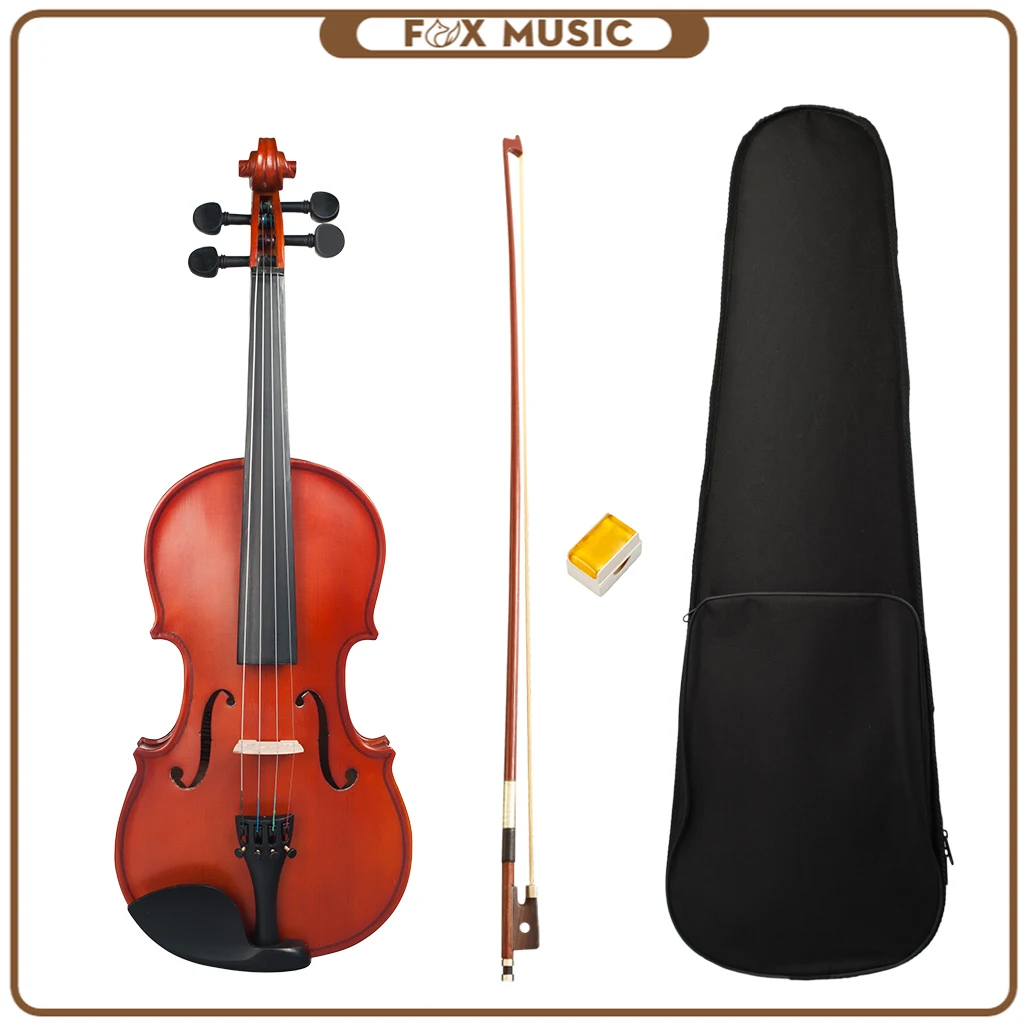 Enlarge NEW 4/4 Full Size Matte Violin Student Violin W/Case+Bow+Rosin Set For Biginner Violin Learner Natural Color Violin/Fiddle