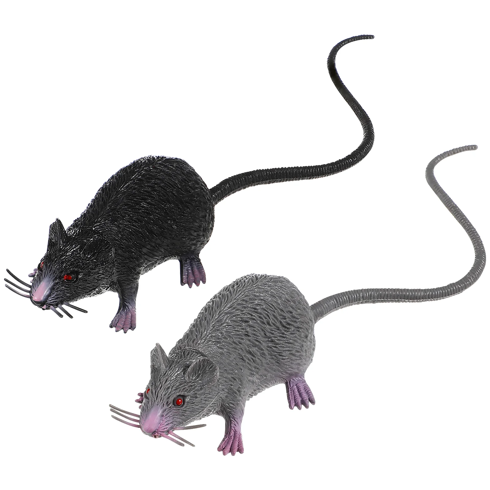 

2pcs Mouse Model Lifelike Rat Figurines Mice Horrible Gag for Joke Decoration ( Black, Gray )