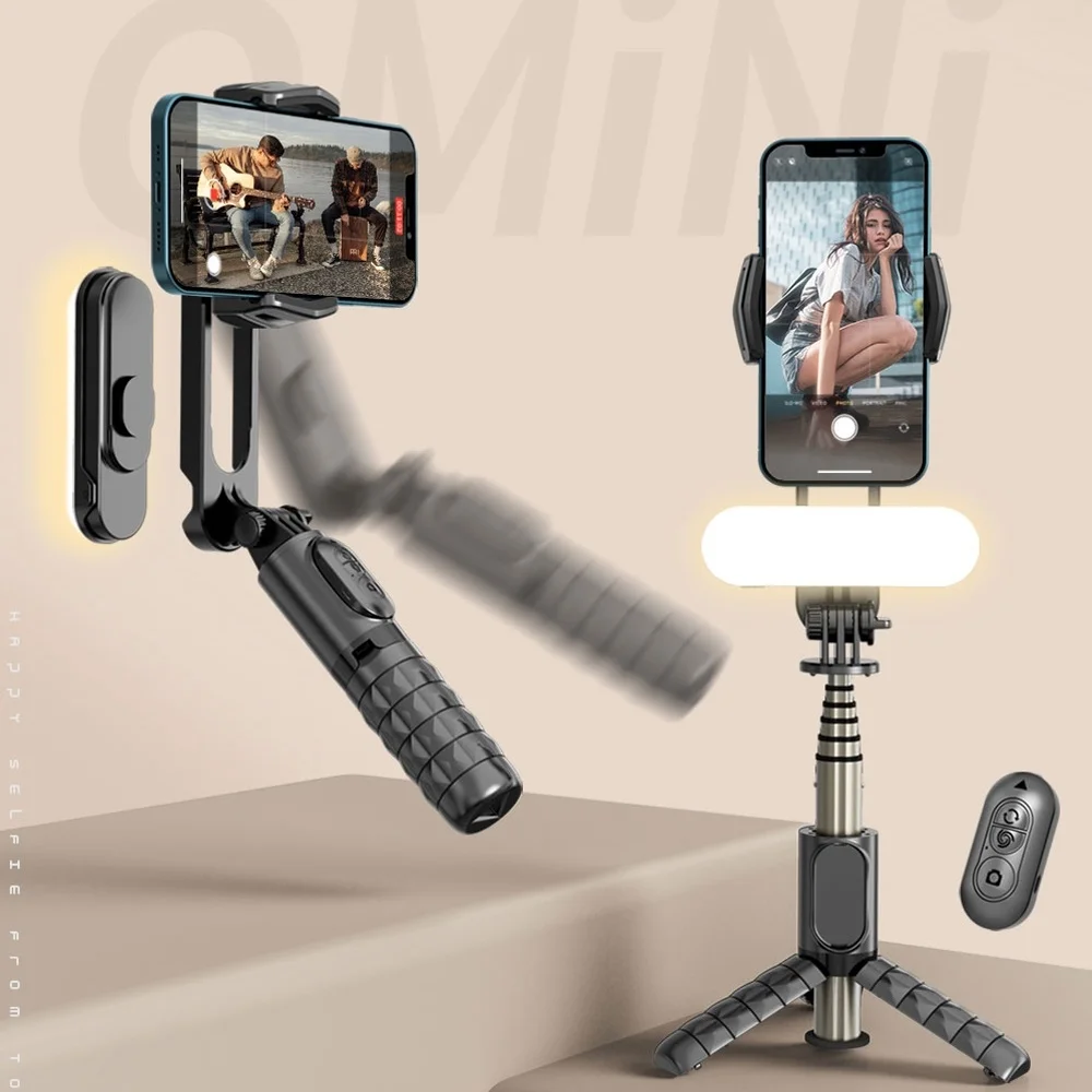

Cardan handheld mobile video stabilizer record 3 in 1 selfie stick tripod stabilizer with bluetooth compatible for smartphone