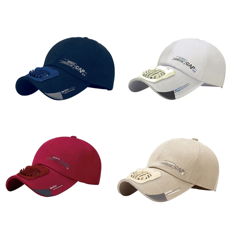 

Unisex Summer USB Charging Cooling Fan Baseball Outdoor Golf Sunscreen Letters Print 2 Speed Adjustable Peaked Hat