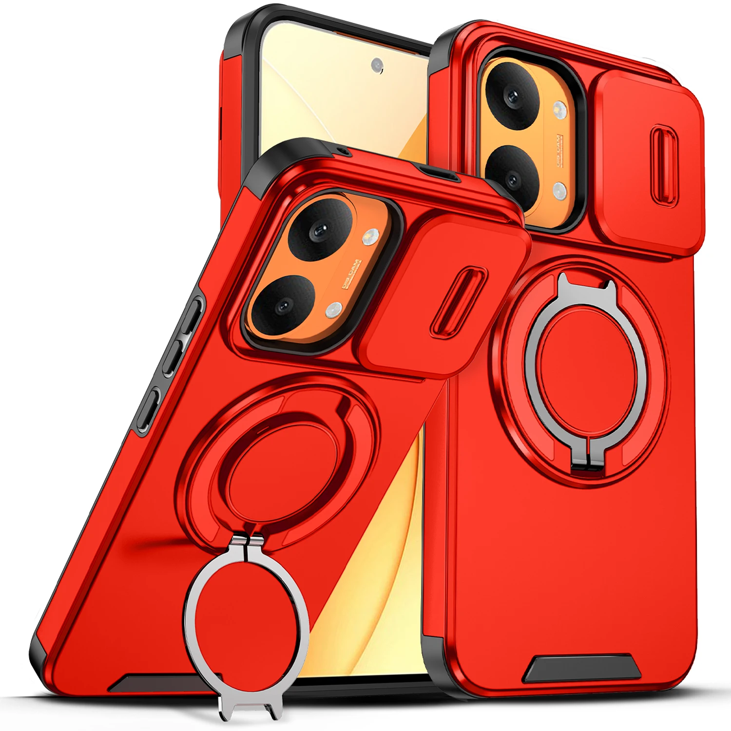 Фото Чехол для Redmi Turbo 5 Max 5G, противоударный, с защитой камеры, 360-градусная защита °   Вращающаяся подставка-кольцо №4