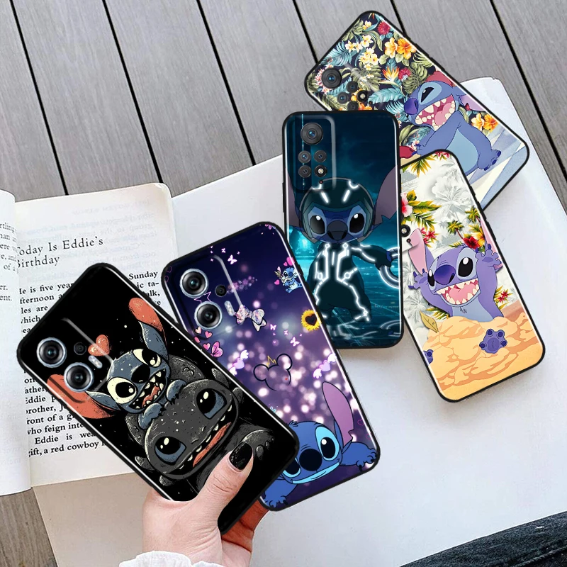 

Lilo And Stitch For Xiaomi Redmi Note 12 11 11T 10 9 8 7 6 5 4 Pro 5G 4G Silicone Soft Shockproof Black Phone Case Coque Capa