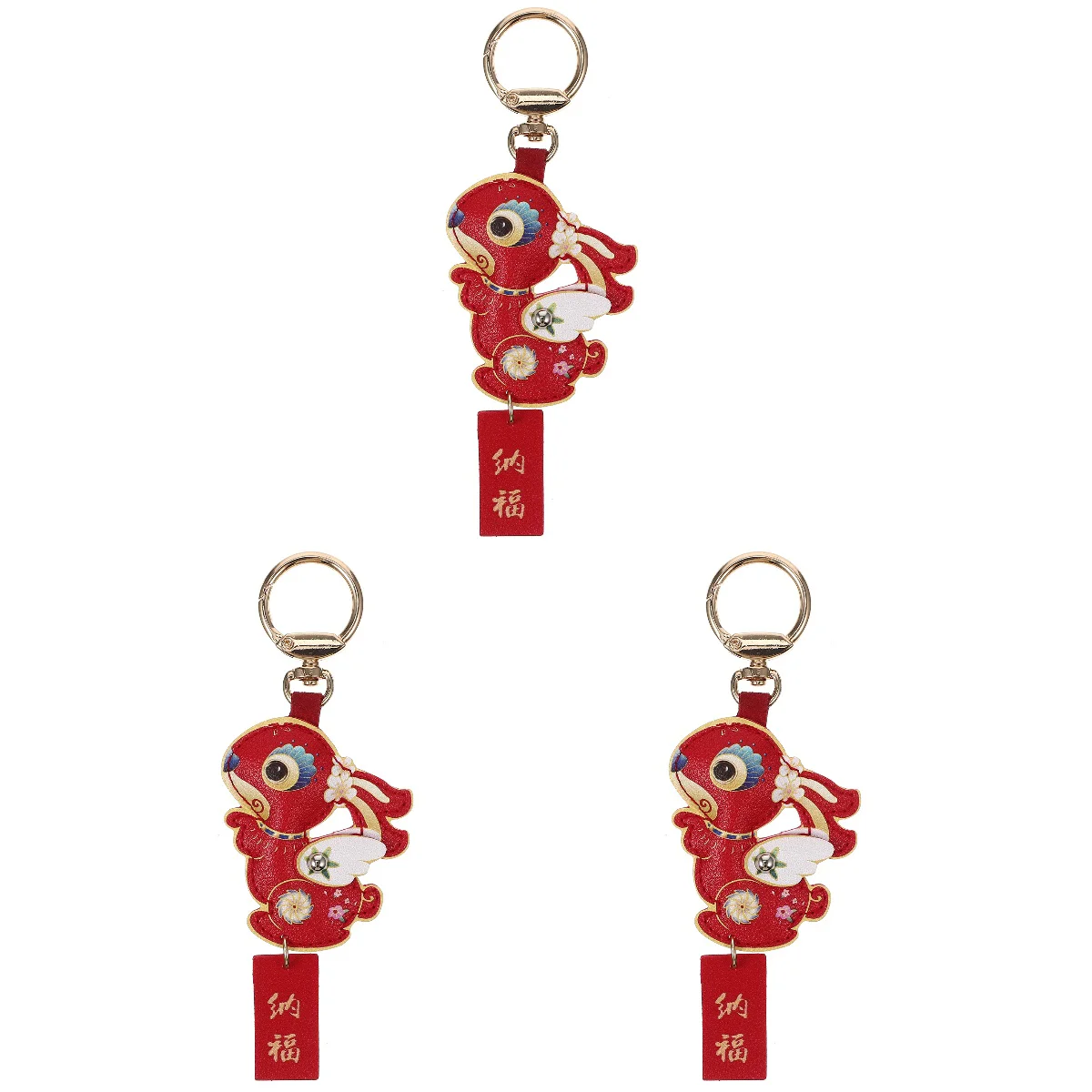 

3pcs Rabbit Key Ring Cartoon Pendant Creative Ornament Hanging Keychain Pendant