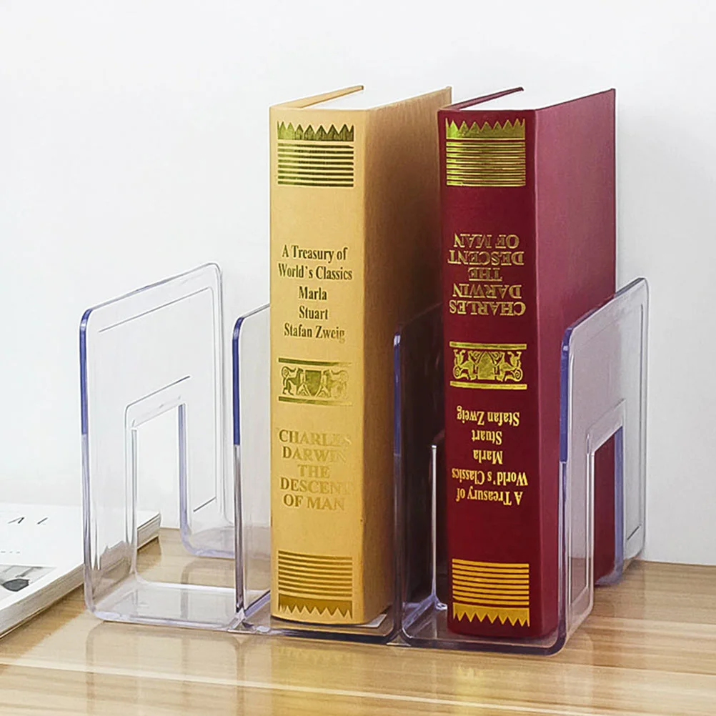 

4 Grid Book Ends Bookshelf Folder for Office Acrylic Bookends Rack Kids Thicken