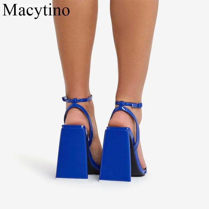 Shoes Women Sandals Summer Patent Leather 11CM Super High Heel Fashion Show SandalsWith Buckle Wedding Shoes Sandalias Mujer