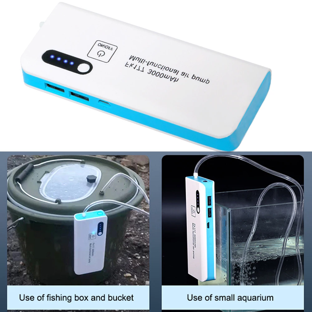 

3000mAh Aquarium USB Charging Oxygen Air Pump Fish Tank Car Oxygenated Portable Outdoor Fishing Aerator Tools with Flashlight