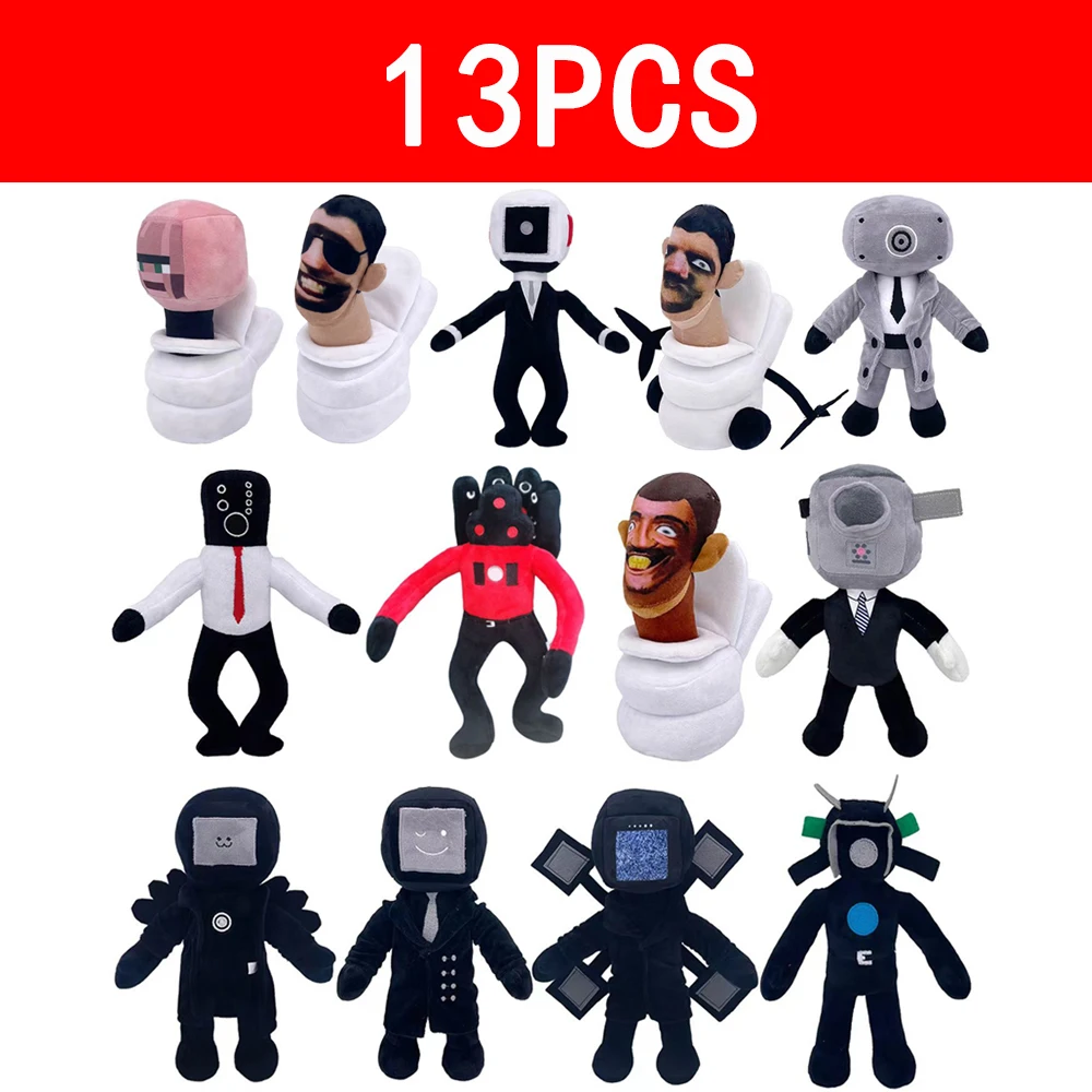 8/13pcs 28CM Skibidi Toilet Plush Toy Cartoon skibidi dop yes plush yes plush Doll Christmas Birthday Gift For Kids