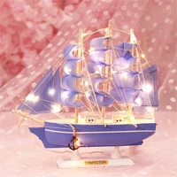 led light caribbean black pearl corsair sailing boats color wooden sailboat model home decoration accessories birthday gift ins