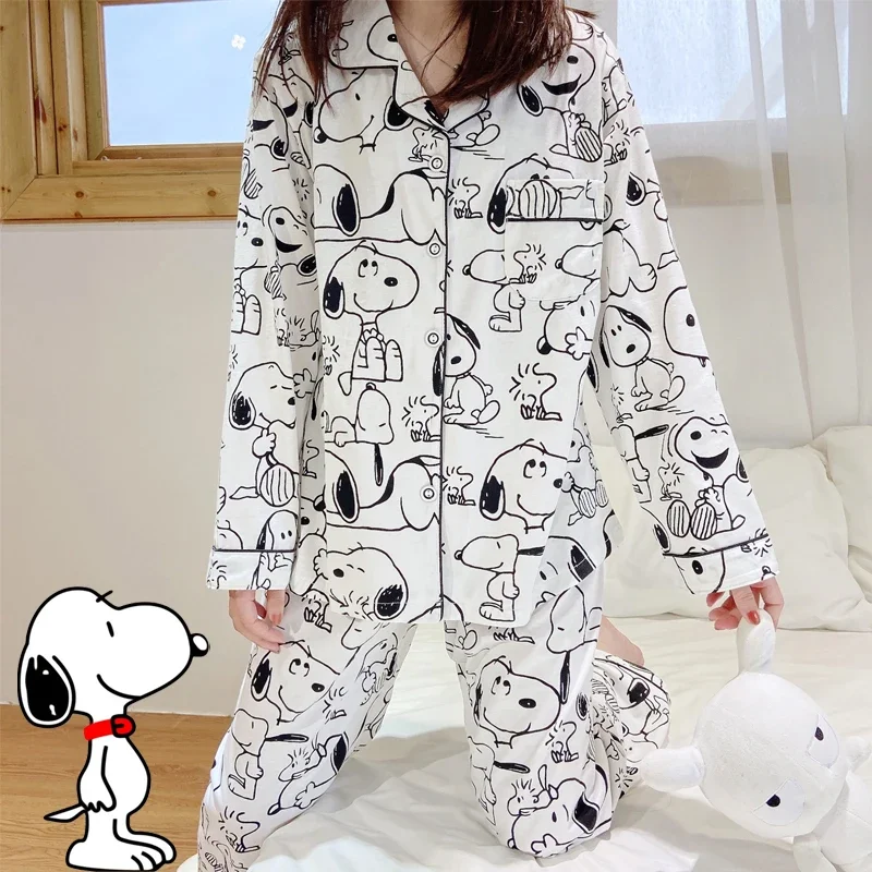 Пижамный комплект Snoopy Женский удобный кардиган из молочного шелка одежда для сна