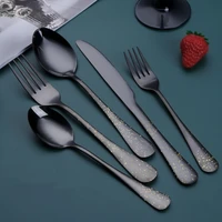 creative black steak knife fork spoon home western tableware stainless steel cutlery set teaspoon dessert tools kitchen utensils