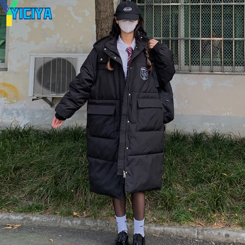 YICIYA 2023 New Women's Winter Coats Thickened Warm Down Cotton Mid-length Parka Casual Loose Streetwear Jackets Female Clothing