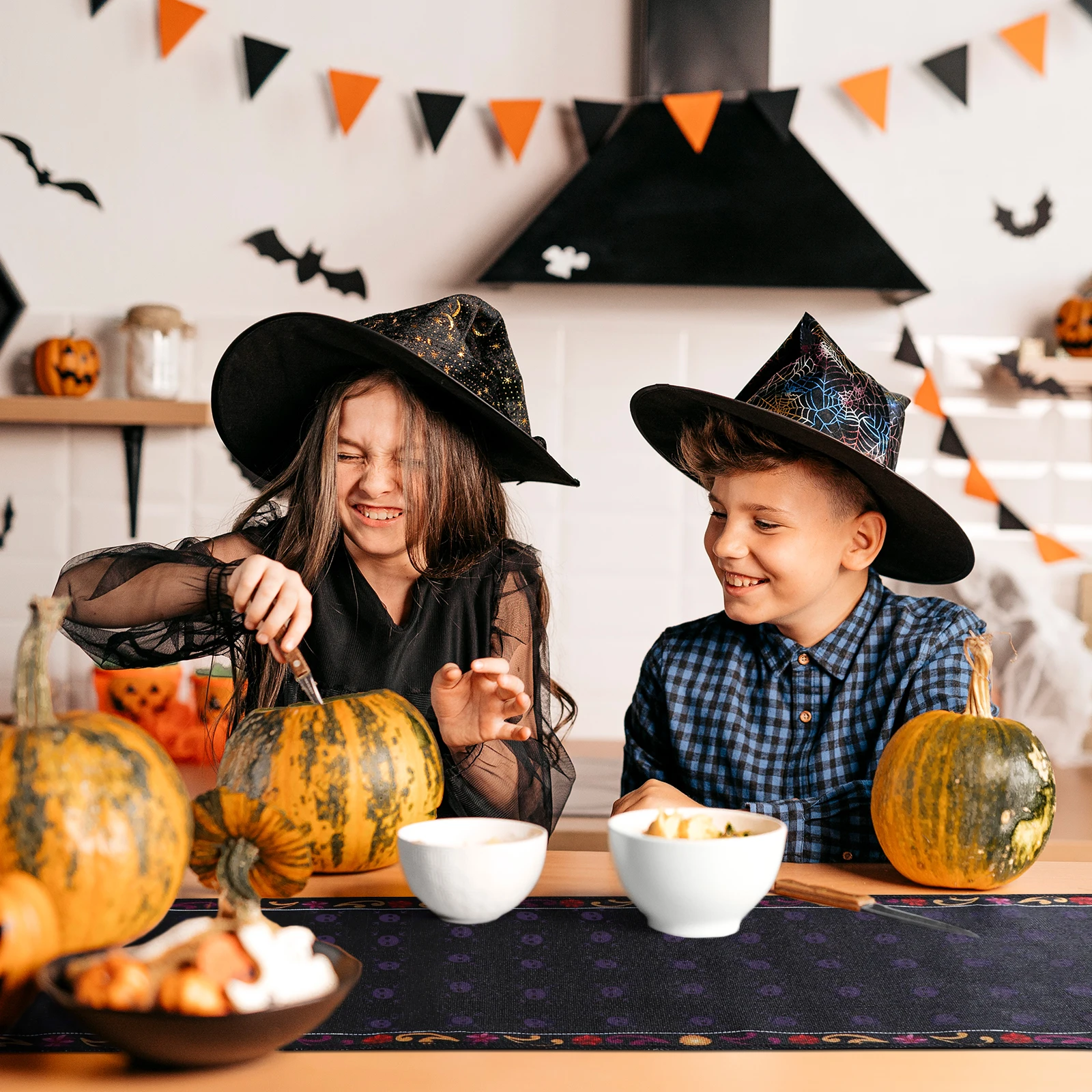 Доріжка Для Стола день Мертвых 13x72 Дюйма Полиэстер Дизайн Сахарного Черепа