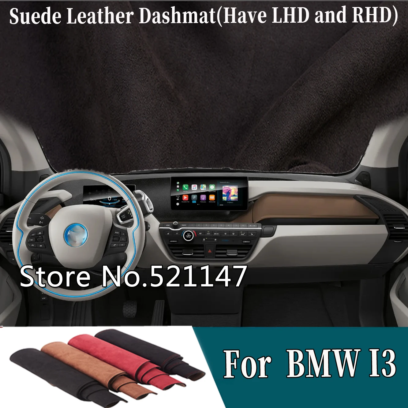 Car Suede Leather Dashmat Dashboard Cover Pad Dash Mat  Accessories For BMW I3 I01 2013-2022 2021 2020 2019 2018 2017 2016 2015