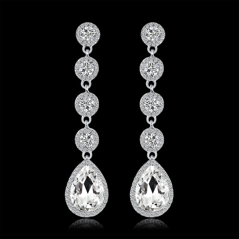 

Gorgeous Diamond Earrings Alloy Crystals Drop Earrings Gifts for Valentine's Day