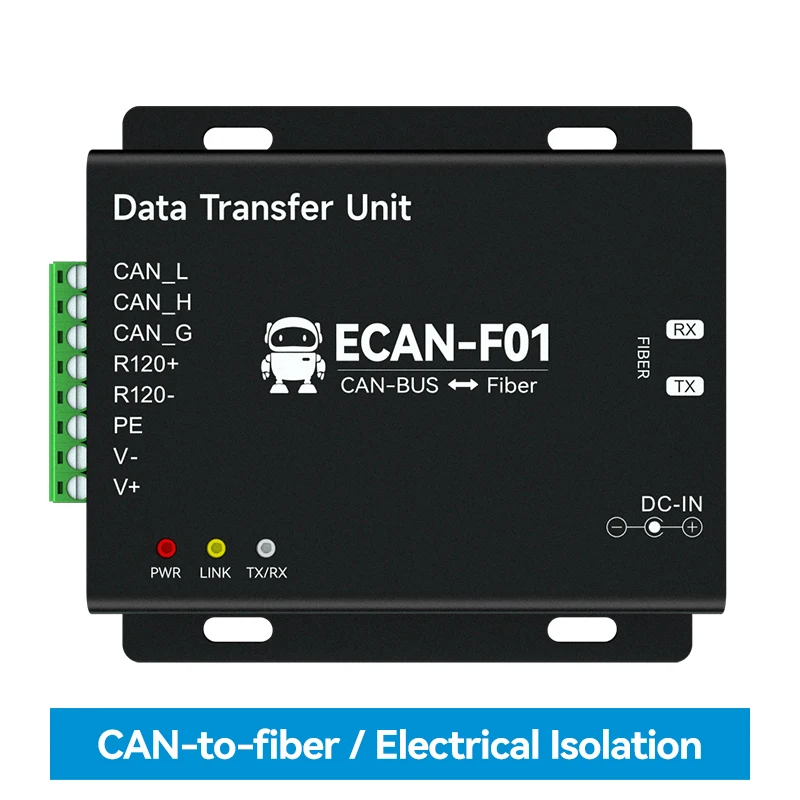 1Pair CAN To Fiber Optic Wireless Transceiver Repeater CANBUS Long Distance 20km Baud Rate 5k-1Mbps Data Converter ECAN-F01